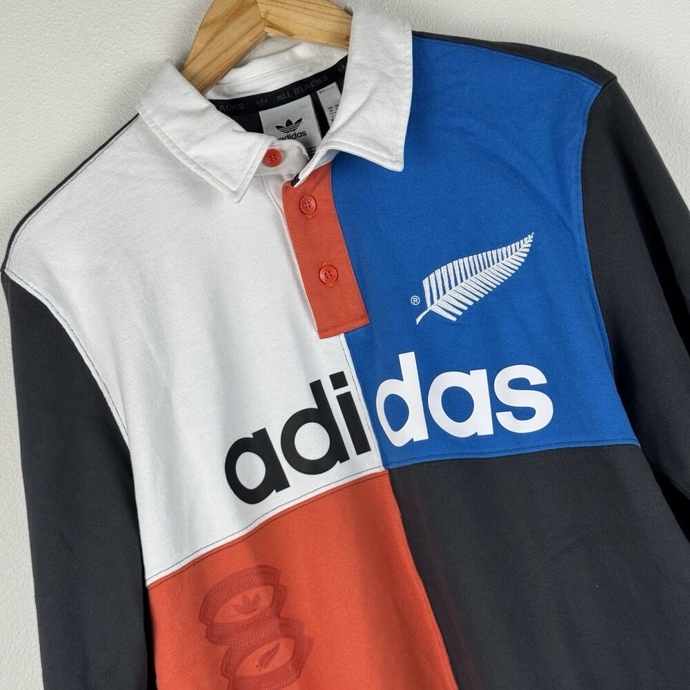 Adidas New Zeland All Blacks Rugby Polo Long Sleeve Men's Shirt Size M KG4638